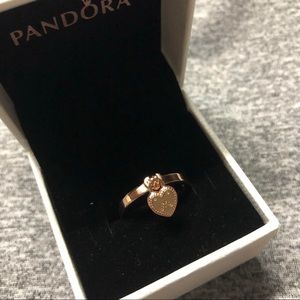 Pandora gold lock ring rose gold size 7